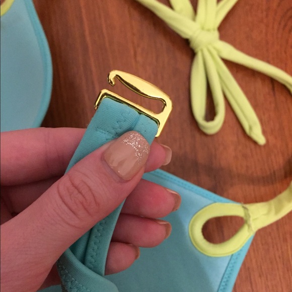 Sexy VS green and blue push up bikini top - Picture 5 of 6